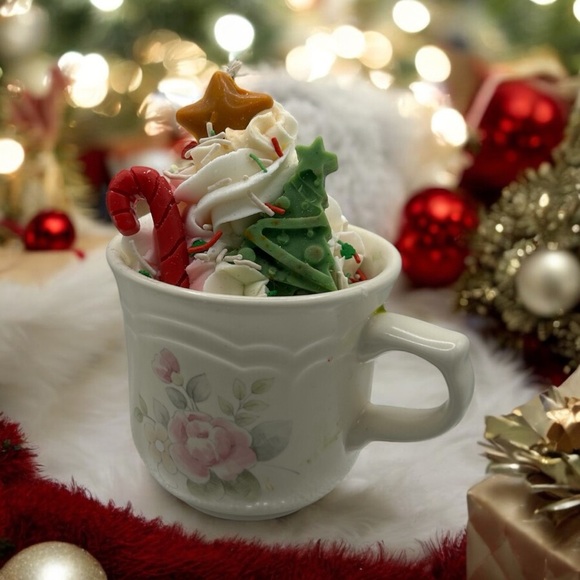 Festive Holiday Candle Mug with Colorful Decorations - Picture 1 of 3
